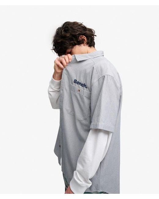 Superdry Gray Bench X & Co Bench Mechanic Short Sleeve Boxy Shirt for men