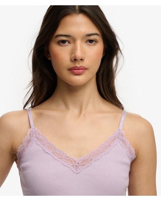 Superdry Purple & Co Essential Lace Trim Cami Top