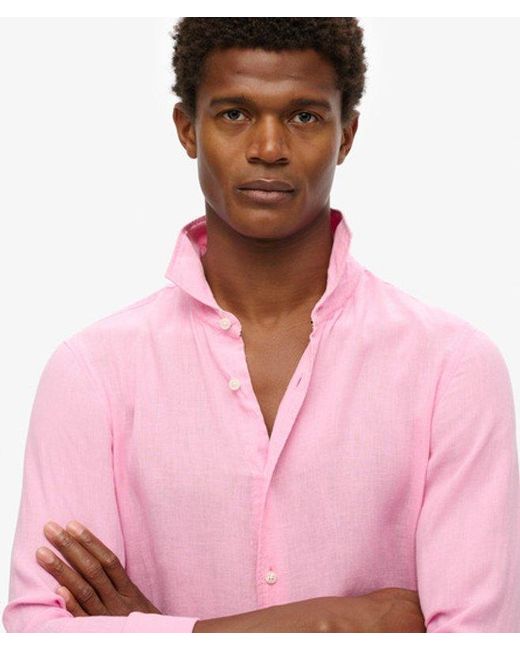 Superdry Pink & Co Vacation Long Sleeved Linen Shirt for men