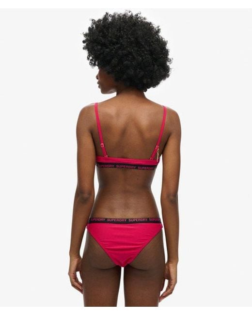 Superdry Red & Co Ladies Striped Elastic Bralette Bikini Top
