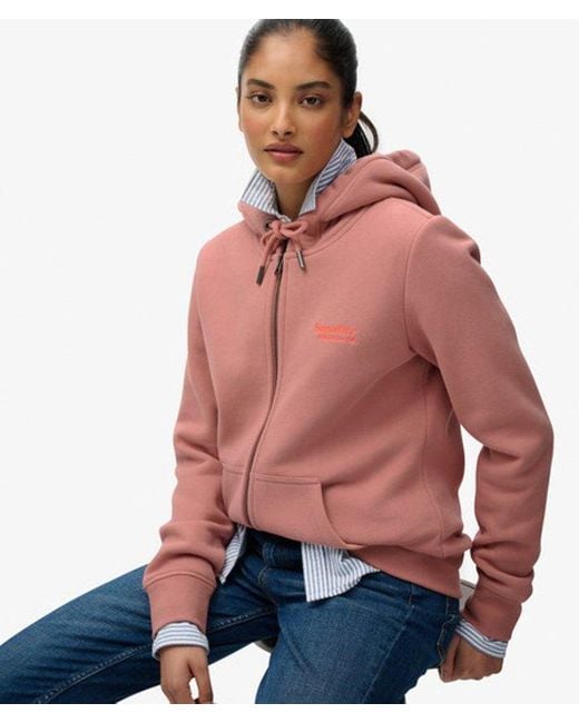 Superdry Red & Co Athletic Essentials Logo Zip Hoodie
