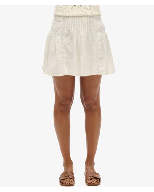 Superdry White & Co Fully Lined Lace Trim Mini Skirt
