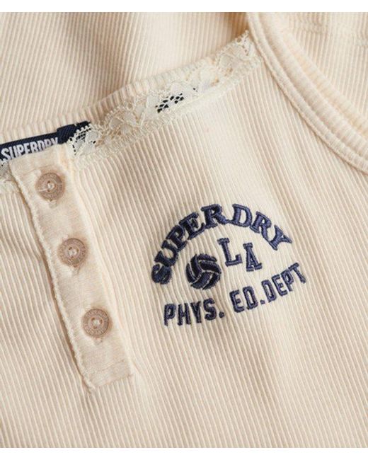Superdry Blue & Co Athletic Essentials Embroidered Button Cami Top