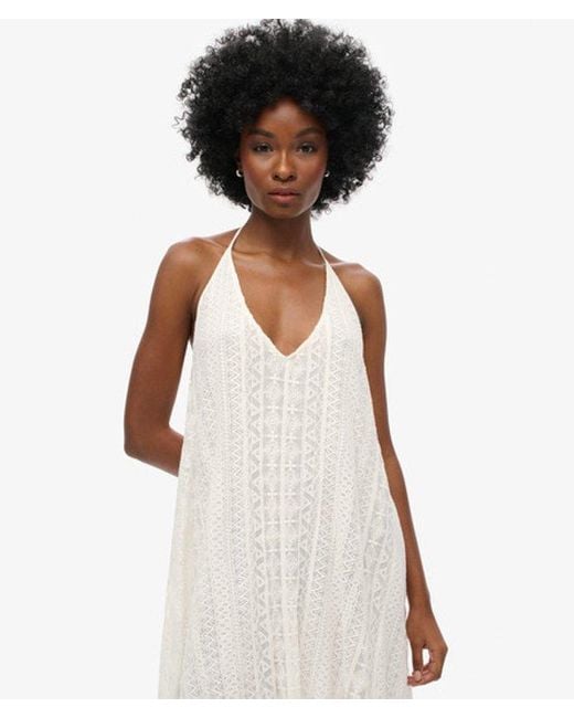 Superdry Natural All Lace Sleeveless Midi Dress