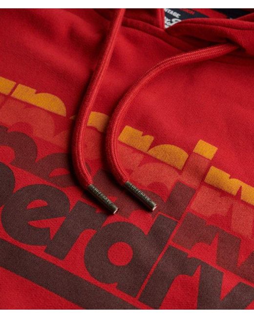 Superdry Red Stacked Hoodie for men