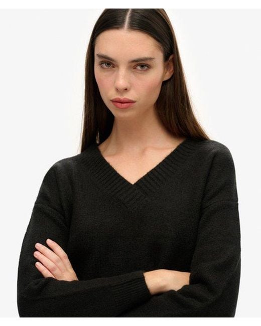 Superdry Black & Co Oversized V Neck Jumper