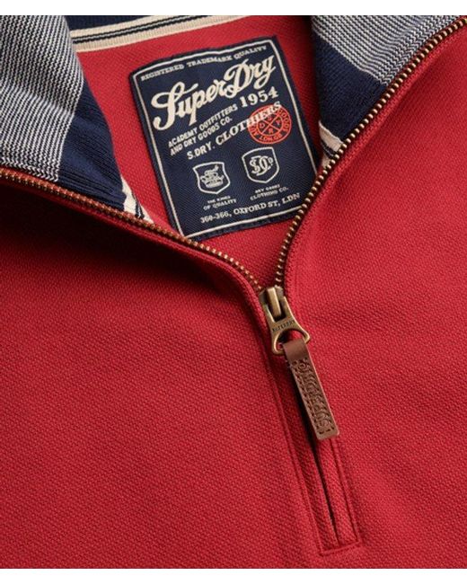 Superdry Red & Co Essential Pique Half Zip for men