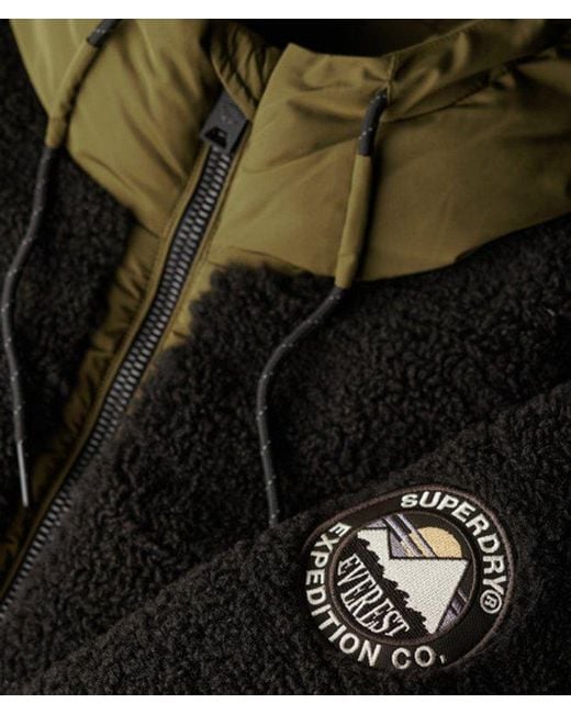 Superdry Green Ladies Everest Slim Fit Colourblock Bomber Hybrid Jacket