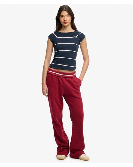 Superdry Blue Athletic Off Shoulder Pattern Top