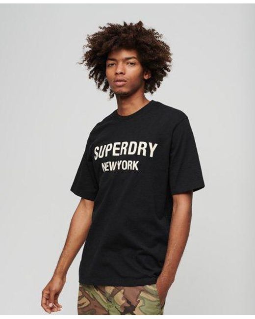 Superdry Black Lightweight Logo Print Luxury Sport Loose T-shirt for men