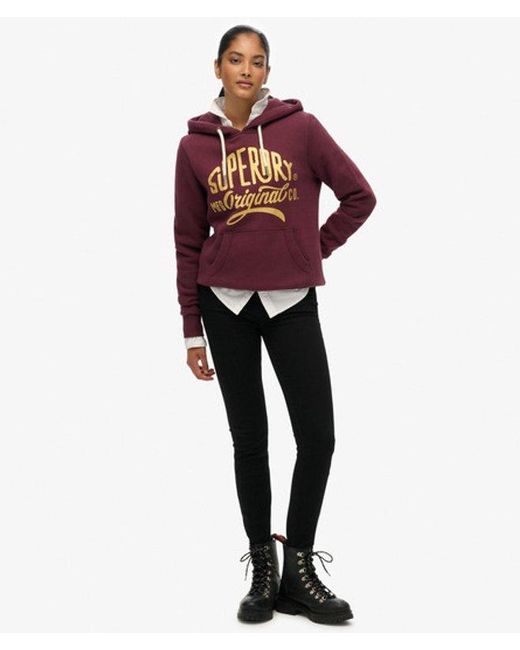 Superdry Red & Co Mfg Original Metallic Hoodie