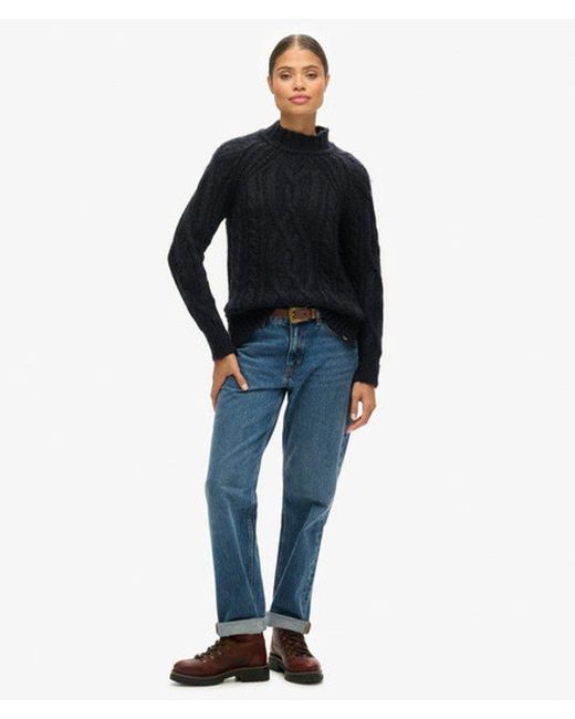 Superdry Black & Co High Neck Cable Knit Jumper