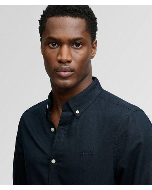 Superdry Blue & Co Cotton Linen Long Sleeve Shirt for men