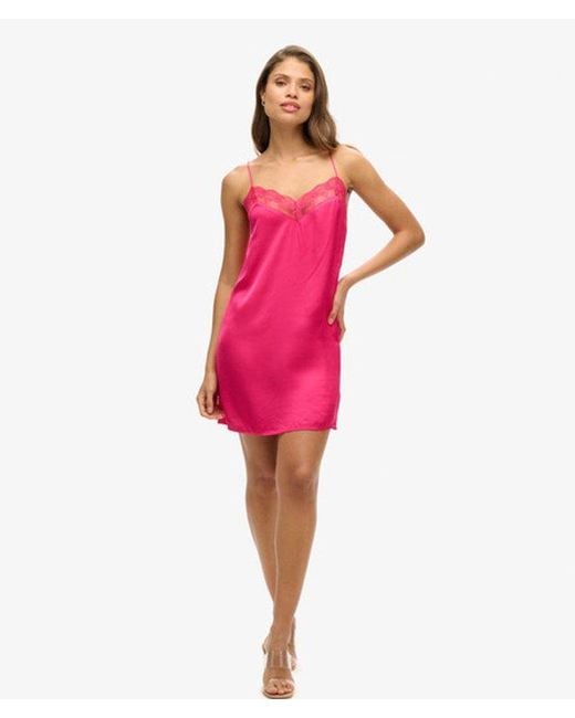 Superdry Pink & Co Satin Cami Mini Dress