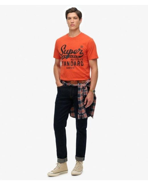 Superdry Orange Standard Script T-shirt for men