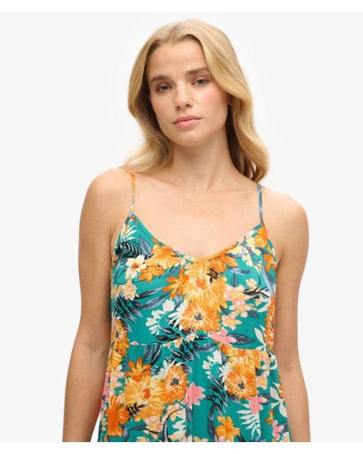 Superdry Blue Classic Viscose Cami Beach Dress