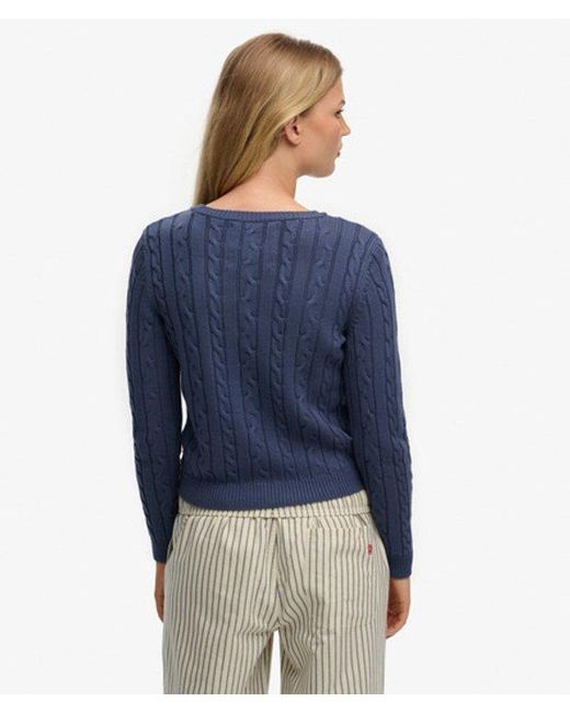 Superdry Blue Essentials Slim Cable Jumper