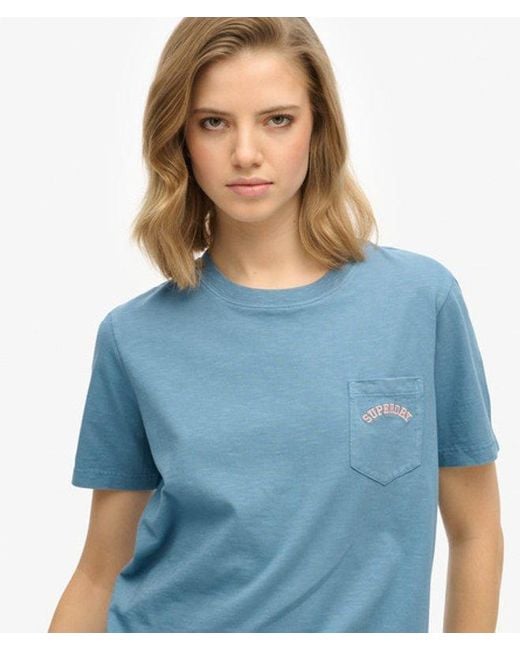 Superdry Blue & Co Essential Logo Garment Dye Pocket T-shirt