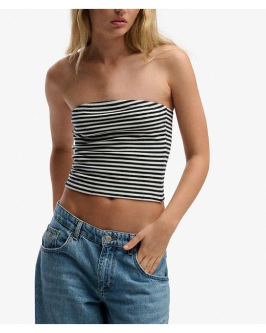 Superdry Athletic Essentials Jersey Bandeautop in het Blue