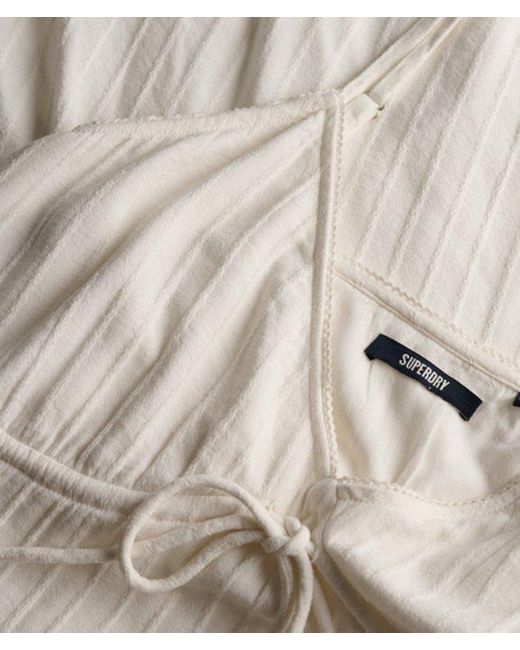 Superdry White Cotton Textured Woven Cami Mini Dress