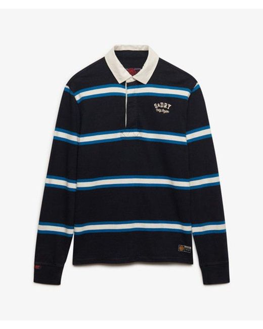 Superdry Blue & Co Vintage Athletic Stripe Rugby Top for men