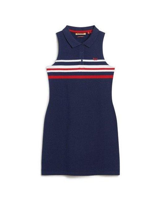 Superdry Blue Jersey Polo Mini Dress
