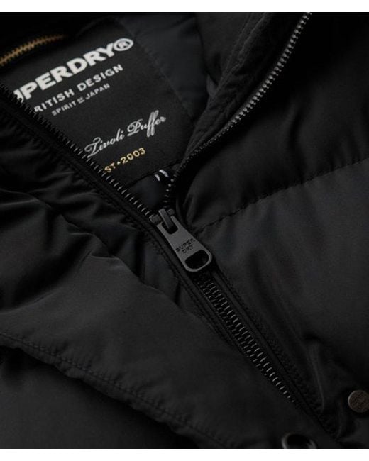 Superdry Black & Co Long Hooded Puffer Coat
