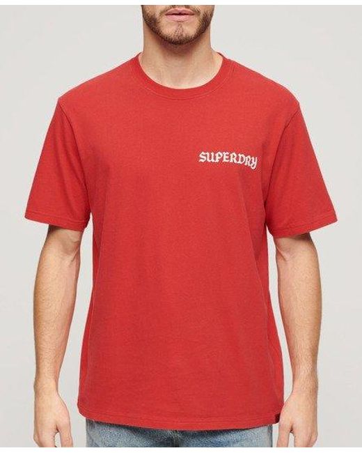Superdry Red Tattoo Graphic Loose Fit T-shirt for men