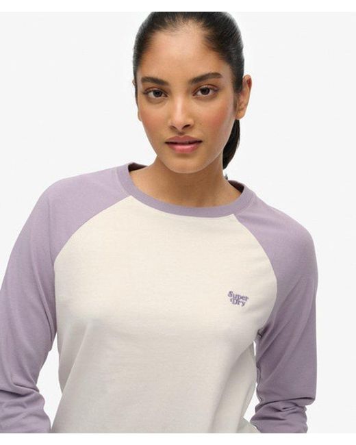 Superdry Gray & Co Essential Logo Long Sleeve Baseball Top