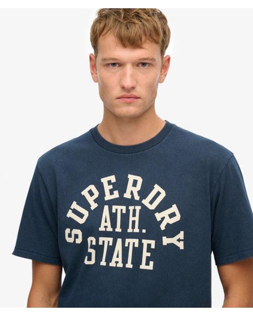 Superdry Blue Vintage Athletic Essential Graphic T-Shirt for men