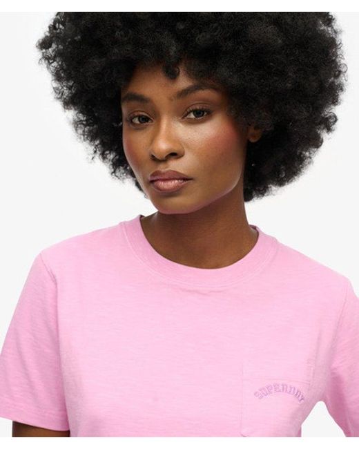 Superdry Pink & Co Essential Logo Garment Dye Pocket T-shirt