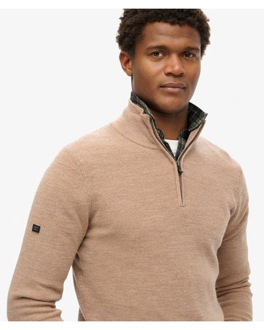 Superdry Natural & Co Merino Half Zip Jumper for men