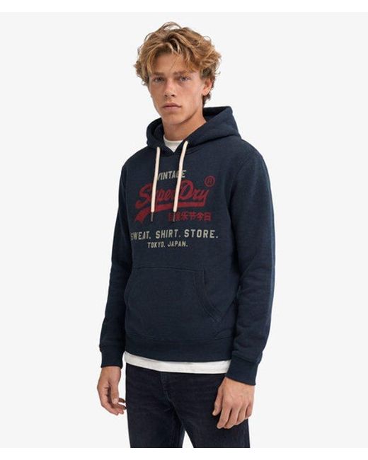 Superdry Blue & Co Vintage Logo Heritage Relaxed Hoodie for men