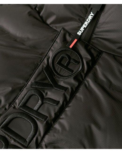 Superdry Black Hooded City Graphic Puffer Jacket for men