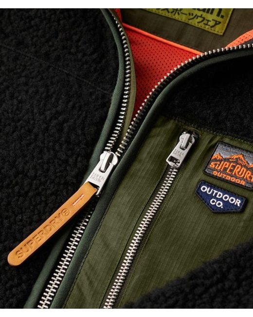 Superdry Black & Co Classic Logo Badge Vintage Retro Full Zip Fleece for men