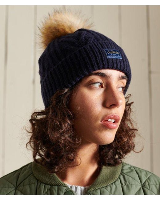 Superdry Blue & Co Cable Knit Lux Beanie Hat