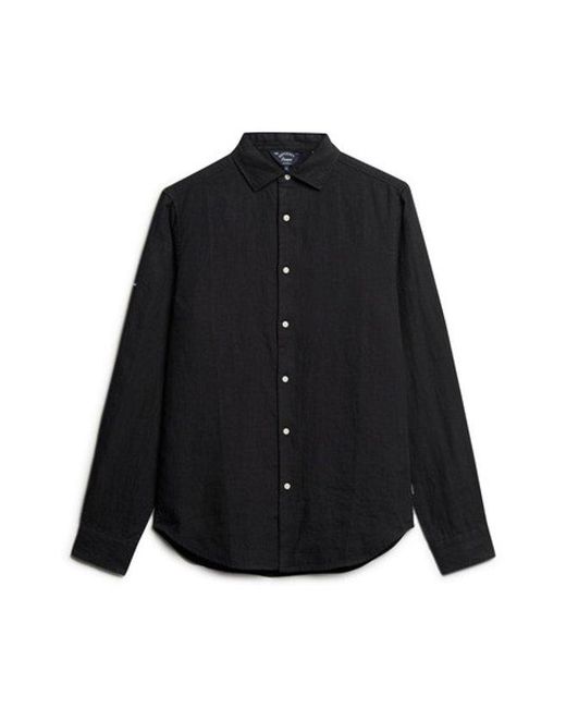 Superdry Black & Co Casual Linen Long Sleeve Shirt for men