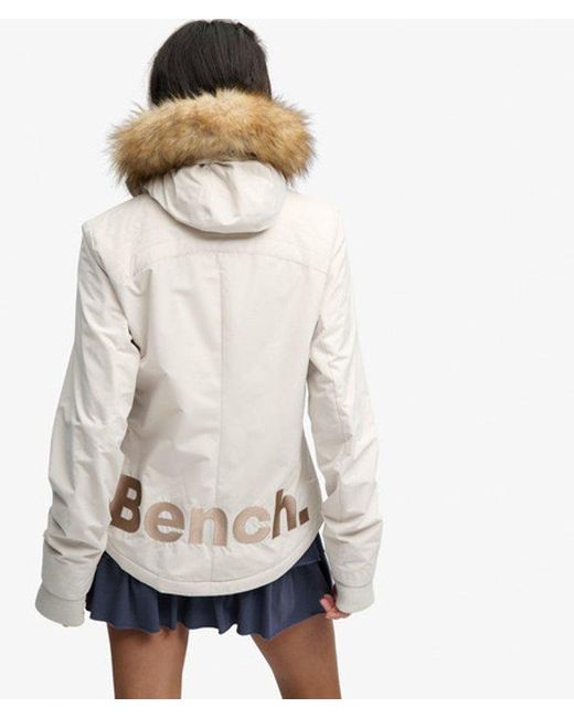 Superdry Natural Bench X & Co Bench Faux Fur Hooded Windcheater Jacket