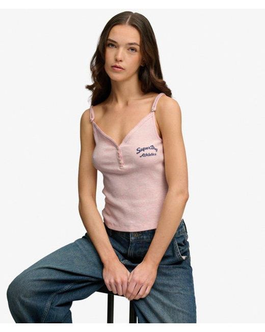 Femme Top À Bretelles Athletic Essentials Avec Boutons Taille Superdry en coloris Pink