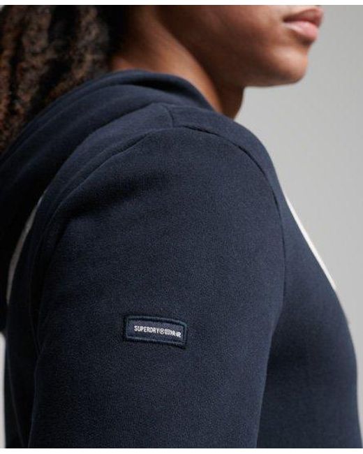 Superdry Blue Script Style College Zip Hoodie Nautical for men