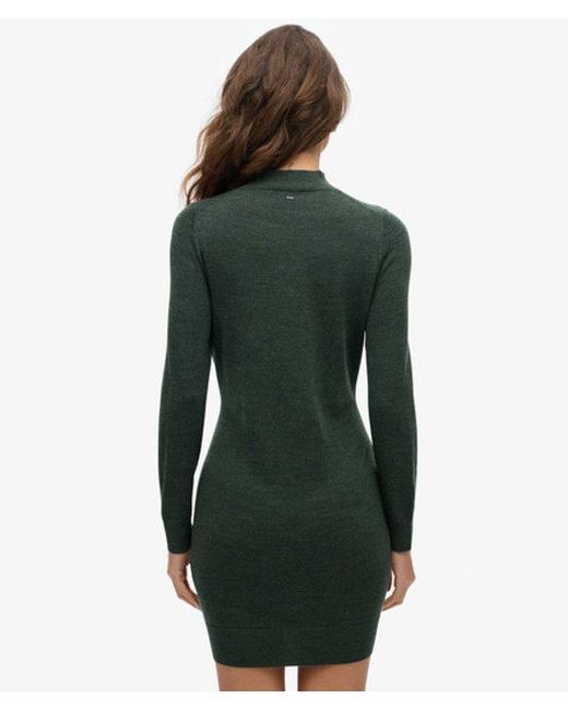 Superdry Lightweight Knitted Merino Knit Dress in Green | Lyst UK