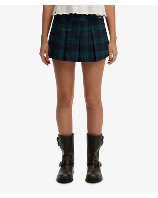 Superdry Blue Mini Pleated Skort