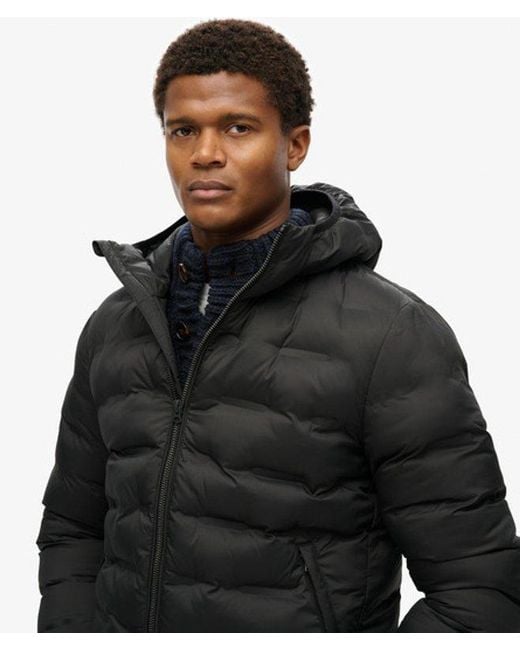 Superdry Black & Co Hooded Quilted Puffer Coat for men