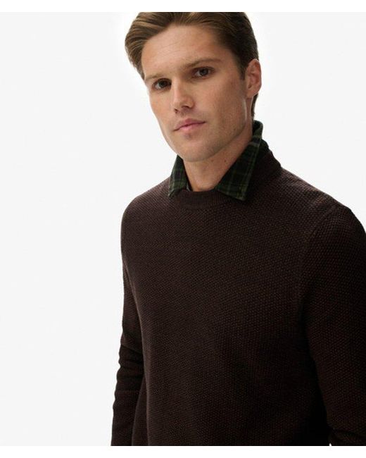 Homme Pull Texturé En Coton Léger Taille Superdry pour homme en coloris Black