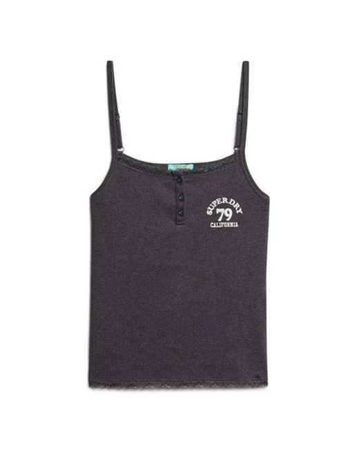 Superdry Gray & Co Athletic Essentials Button Down Cami Top