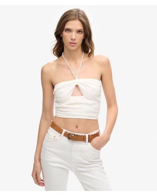 Superdry White & Co Crop Cut Out Woven Top