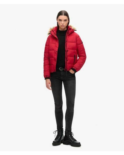 Superdry Red Hooded Mid Layer Short Jacket