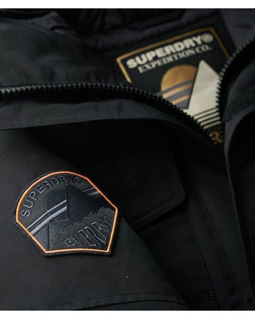 Superdry Black Everest Tactical Parka Jacket for men