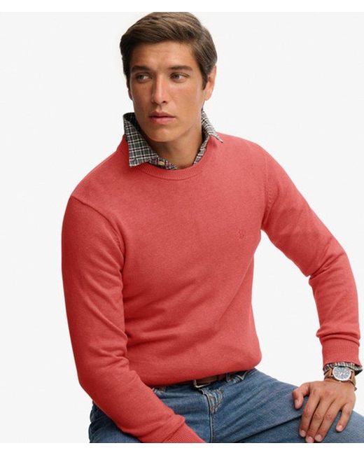 Superdry Red Essentials Cotton Jumper for men