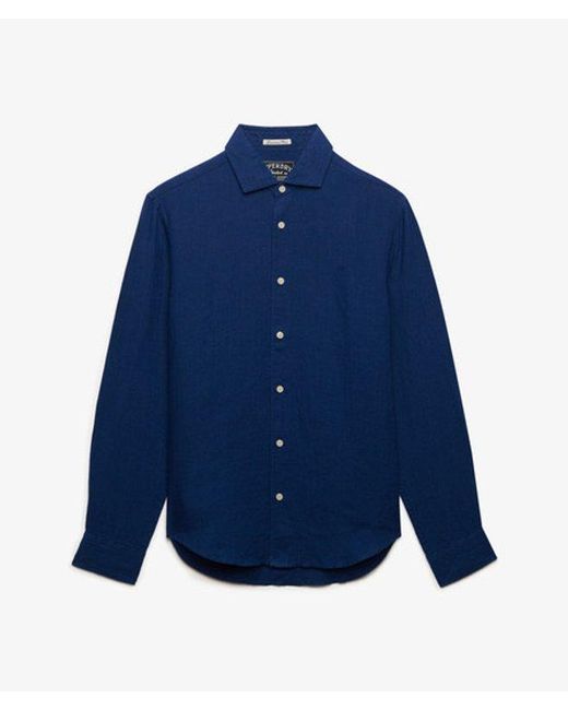 Superdry Blue & Co Riviera Long Sleeve Linen Shirt for men